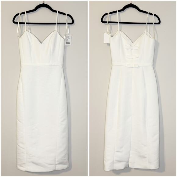 Amsale BHLDN Bridal Faille Galande Bow Midi Dress LW139 - Picture 4 of 8